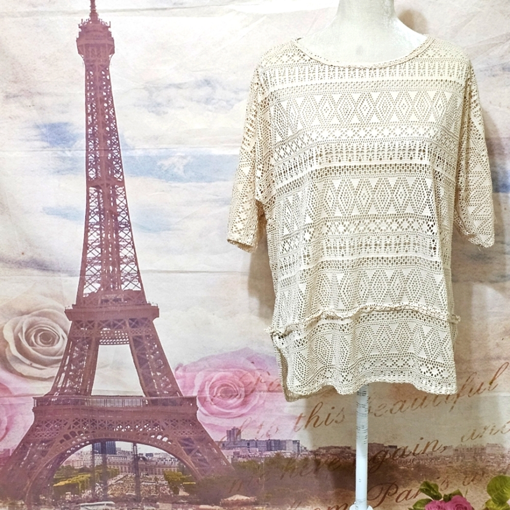 Cool Melon Chic Crochet Women's Top in Cream